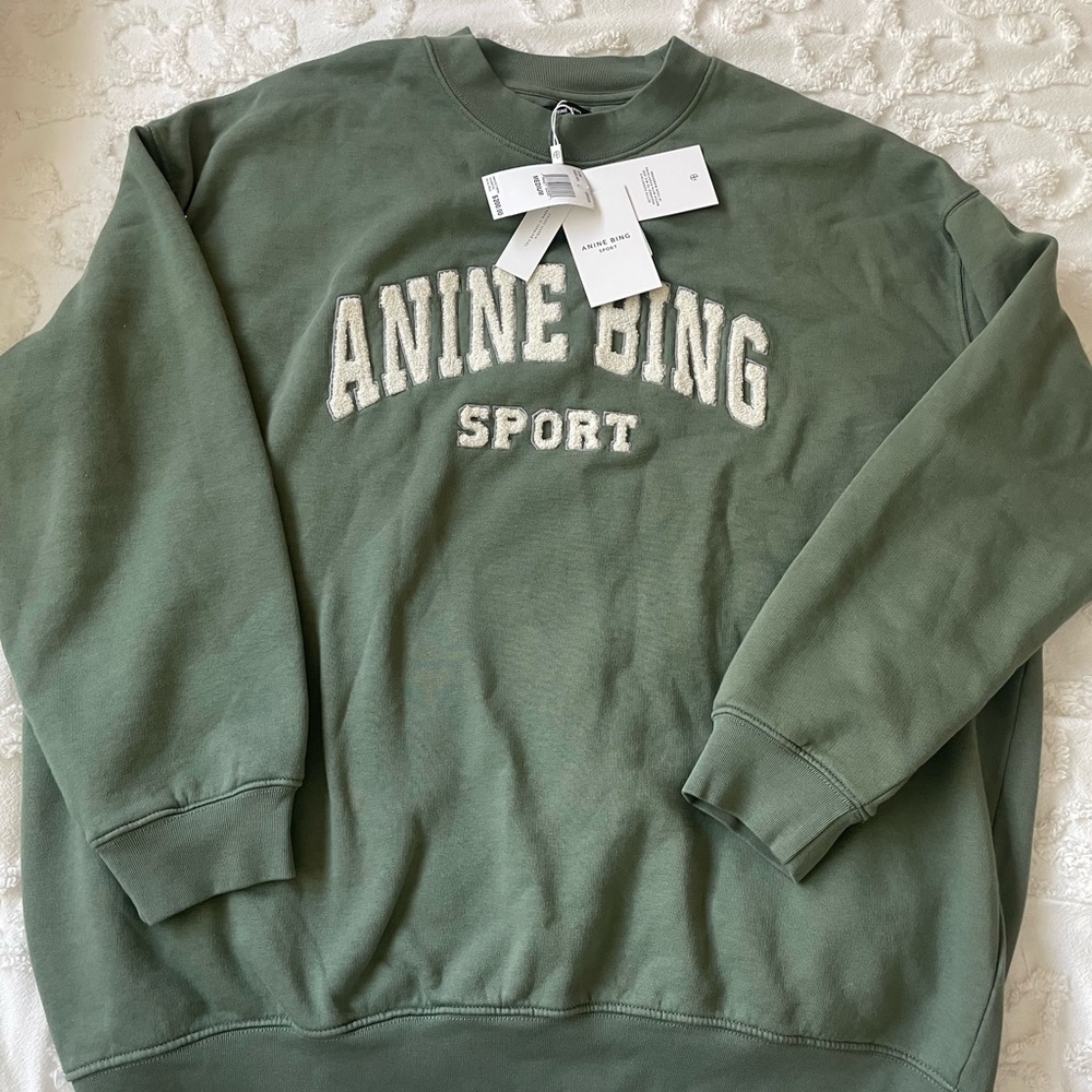 Anine Bing Tyler Sweatshirt in Artichoke-NEW WITH TAGS